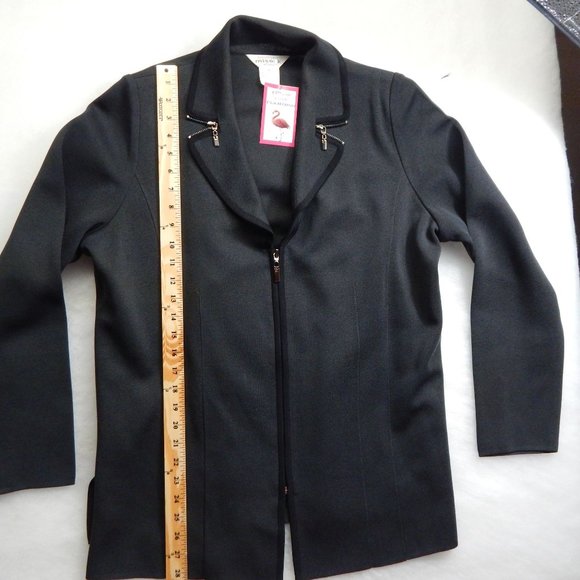 Exclusively Misook Womens Black Knit Full Zip Up Sweater Washable Size 1X - Picture 5 of 10